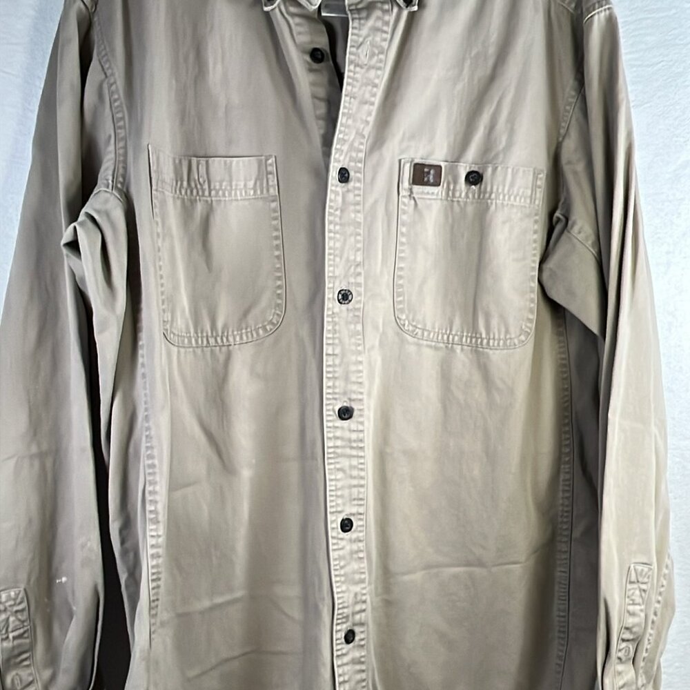Men's Wrangler Riggs Workwear‎ Shirt Long Sleeve 2-Pocket Sz LG FATHERS DAY GIFT